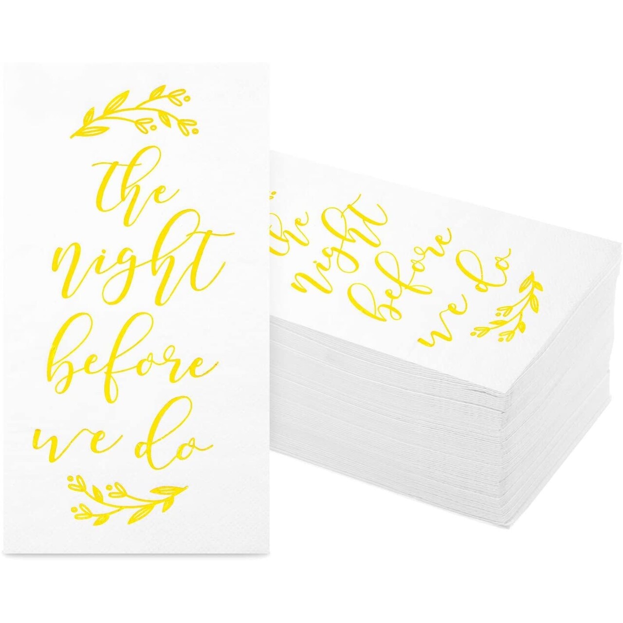 100 Pack Wedding Rehearsal Dinner Napkins with Gold Foil Accents, The Night Before We Do (3-Ply, 4 x 8 In)